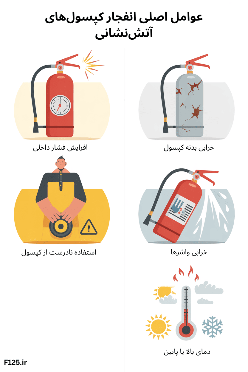 اینفوگرافیک عوامل اصلی انفجار کپسول آتش نشانی