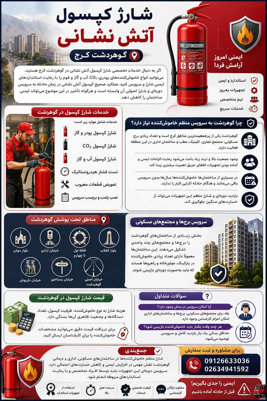 شارژ کپسول آتش نشانی در گوهردشت کرج